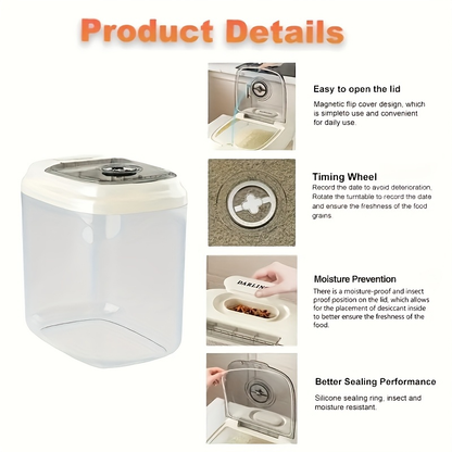 Large-capacity plastic rice container—a great helper for kitchen storage.