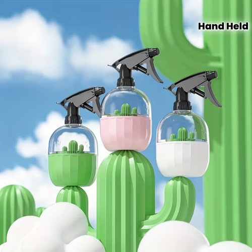 A handheld garden spray bottle for watering plants.