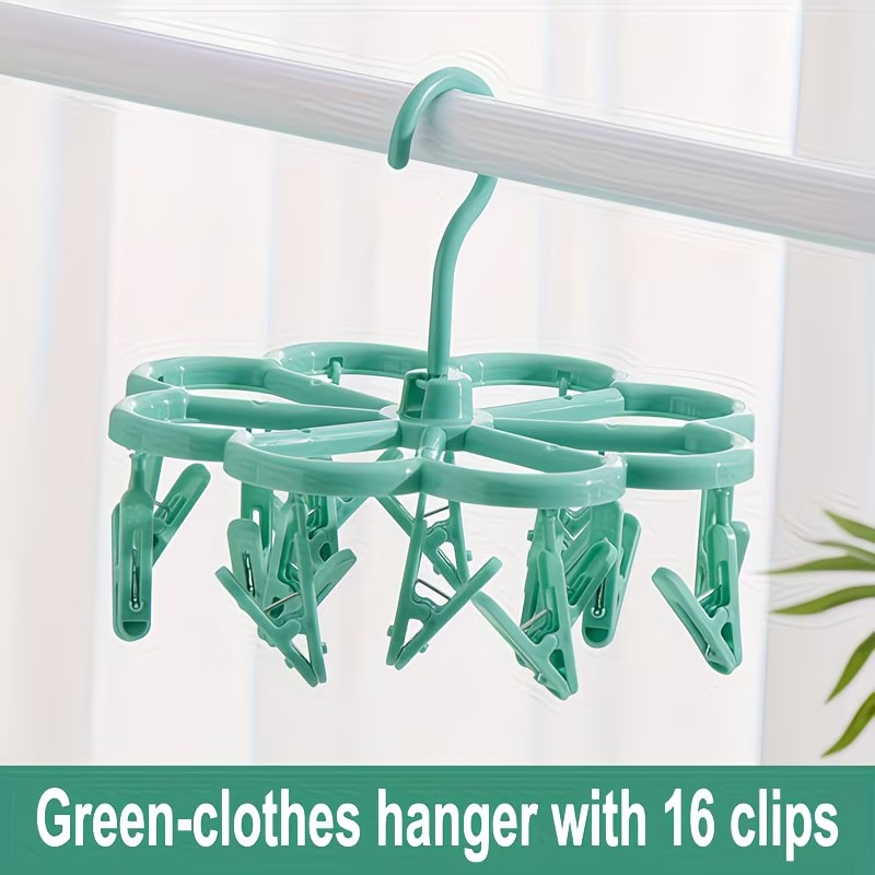 360-degree rotating stocking bra clothes rack with 16 clips