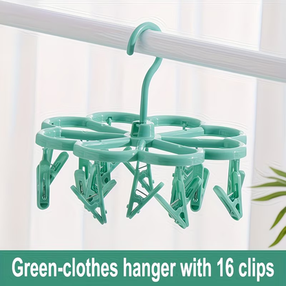 360-degree rotating stocking bra clothes rack with 16 clips