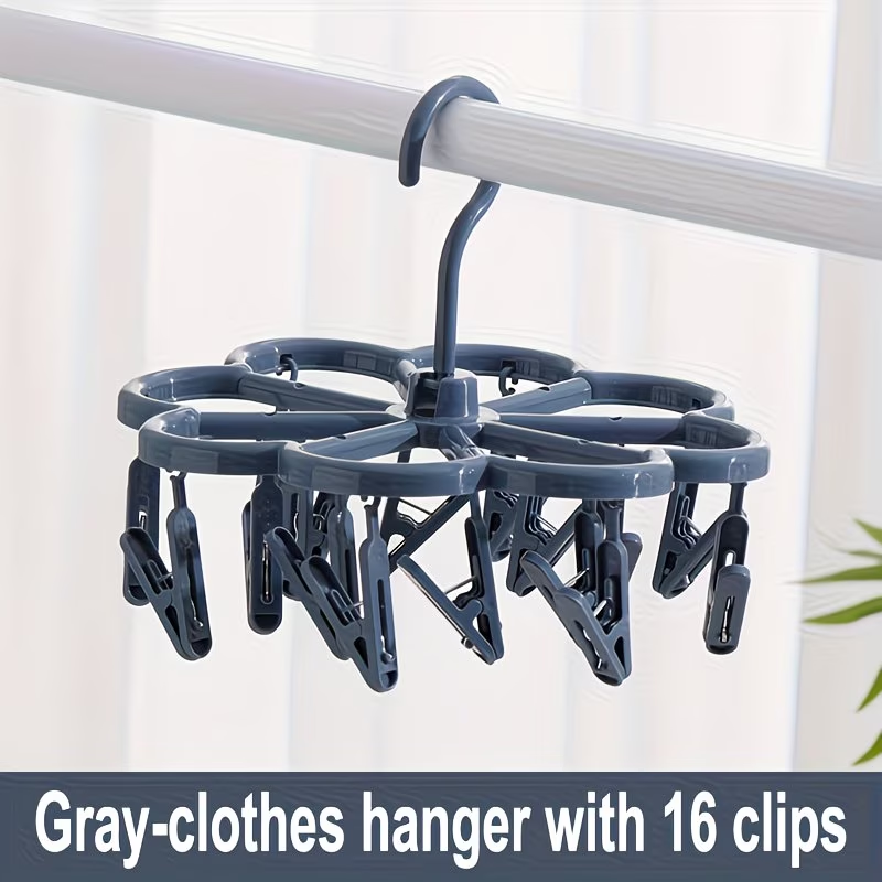 360-degree rotating stocking bra clothes rack with 16 clips